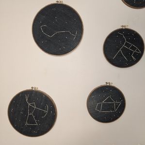 10 Embroidered constellation wall hangers